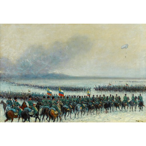 The Russian Army Mobilising Behind an Observation Balloon